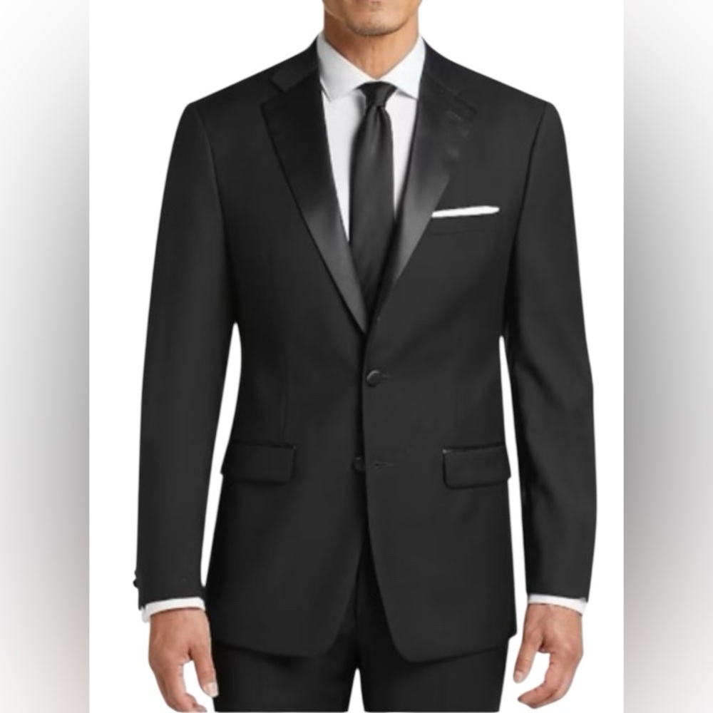 🖤 EUC CALVIN KLEIN Black Single-Breasted Tuxedo Jacket | 100% Wool | Men’s 46L - Picture 1 of 11